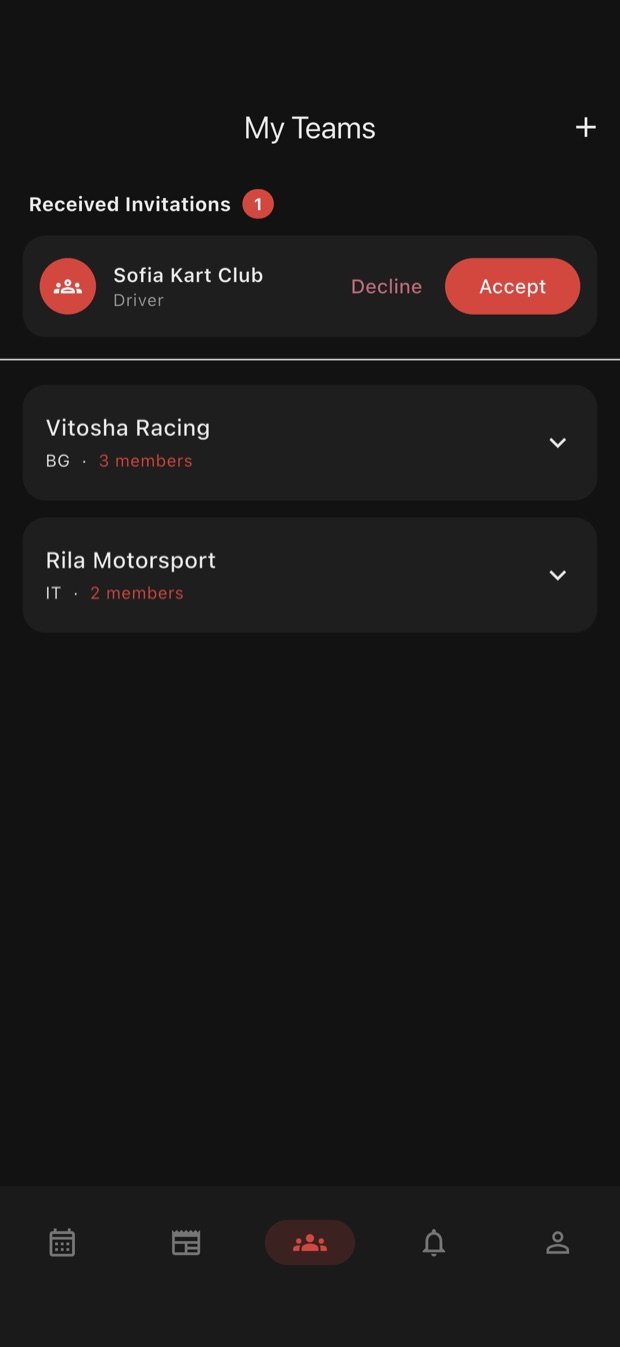 Team roster with members and invite code